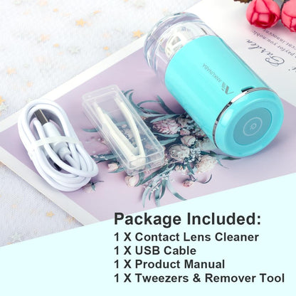 ANKUNABA Portable USB-Charged Contact Lens Cleaner – Automatic Vibration Cleaning Case (Blue)
