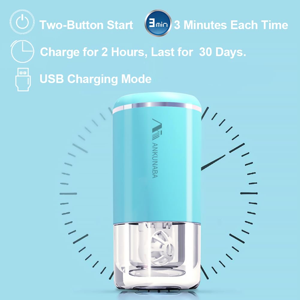ANKUNABA Portable USB-Charged Contact Lens Cleaner – Automatic Vibration Cleaning Case (Blue)