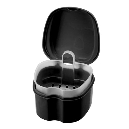 Annhua Denture Cup Retainer Cleaning Case with Strainer Basket - Denture Soaking Container | Black