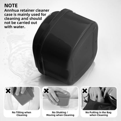 Annhua Denture Cup Retainer Cleaning Case with Strainer Basket - Denture Soaking Container | Black