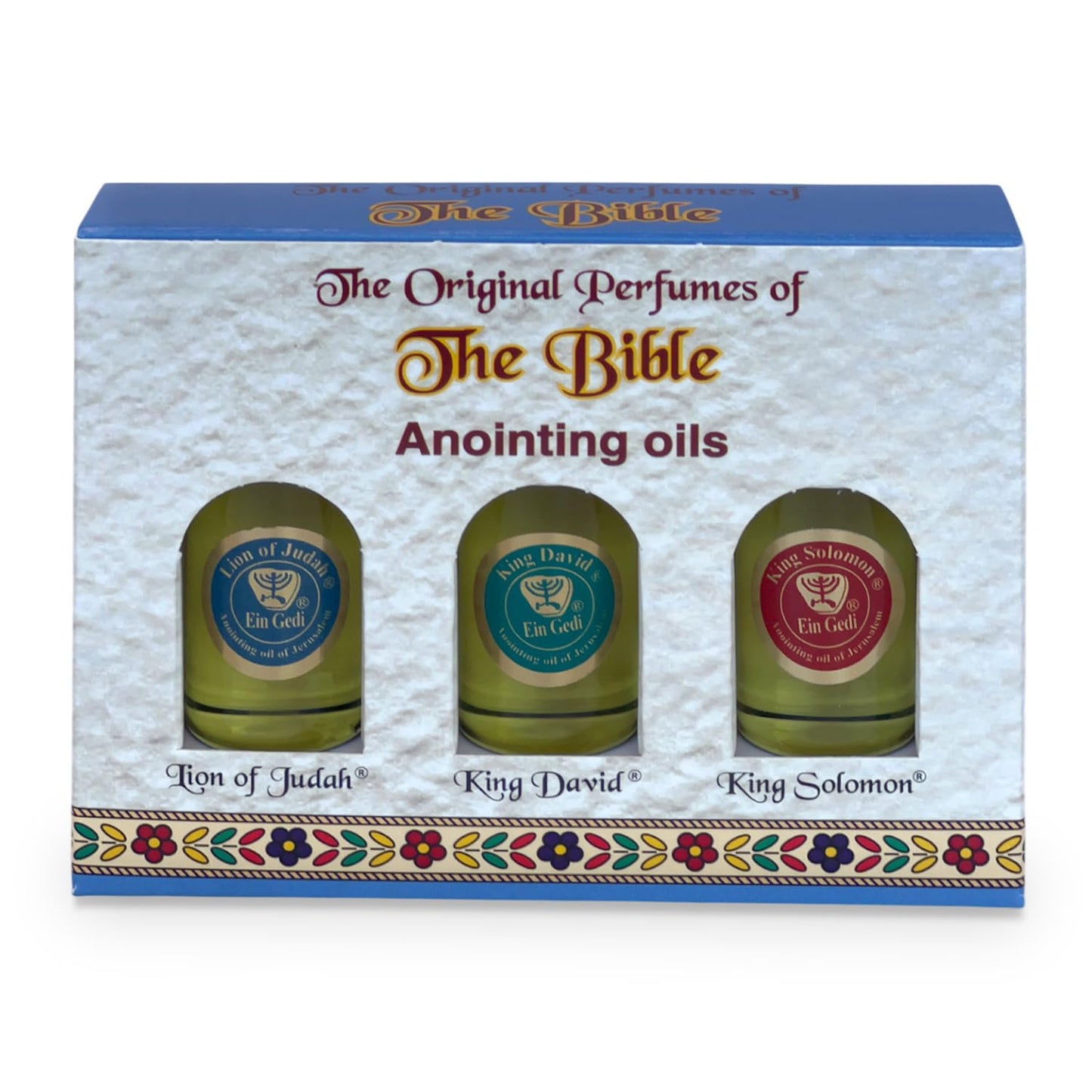 Anointing Oil for Prayer – 3 Bottles (10ml each) | The Original Bible Perfumes – Lion of Judah, King David & King Solomon | Made in The Holy Land | Ein Gedi