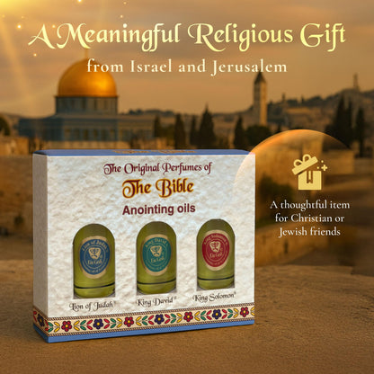 Anointing Oil for Prayer – 3 Bottles (10ml each) | The Original Bible Perfumes – Lion of Judah, King David & King Solomon | Made in The Holy Land | Ein Gedi