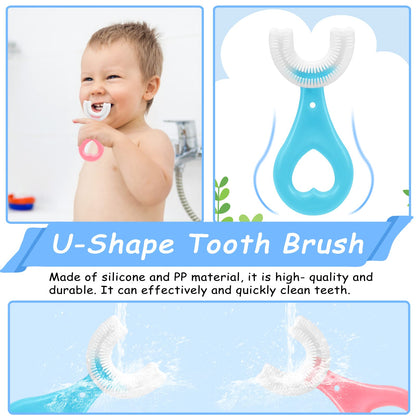 ANOOVV 4 Pack U-Shaped Toddler Toothbrushes – 360° Cleaning, Soft Bristles for Ages 2-6