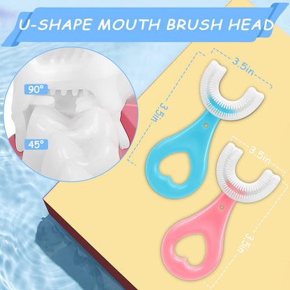 ANOOVV 4 Pack U-Shaped Toddler Toothbrushes – 360° Cleaning, Soft Bristles for Ages 2-6