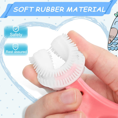 ANOOVV 4 Pack U-Shaped Toddler Toothbrushes – 360° Cleaning, Soft Bristles for Ages 2-6