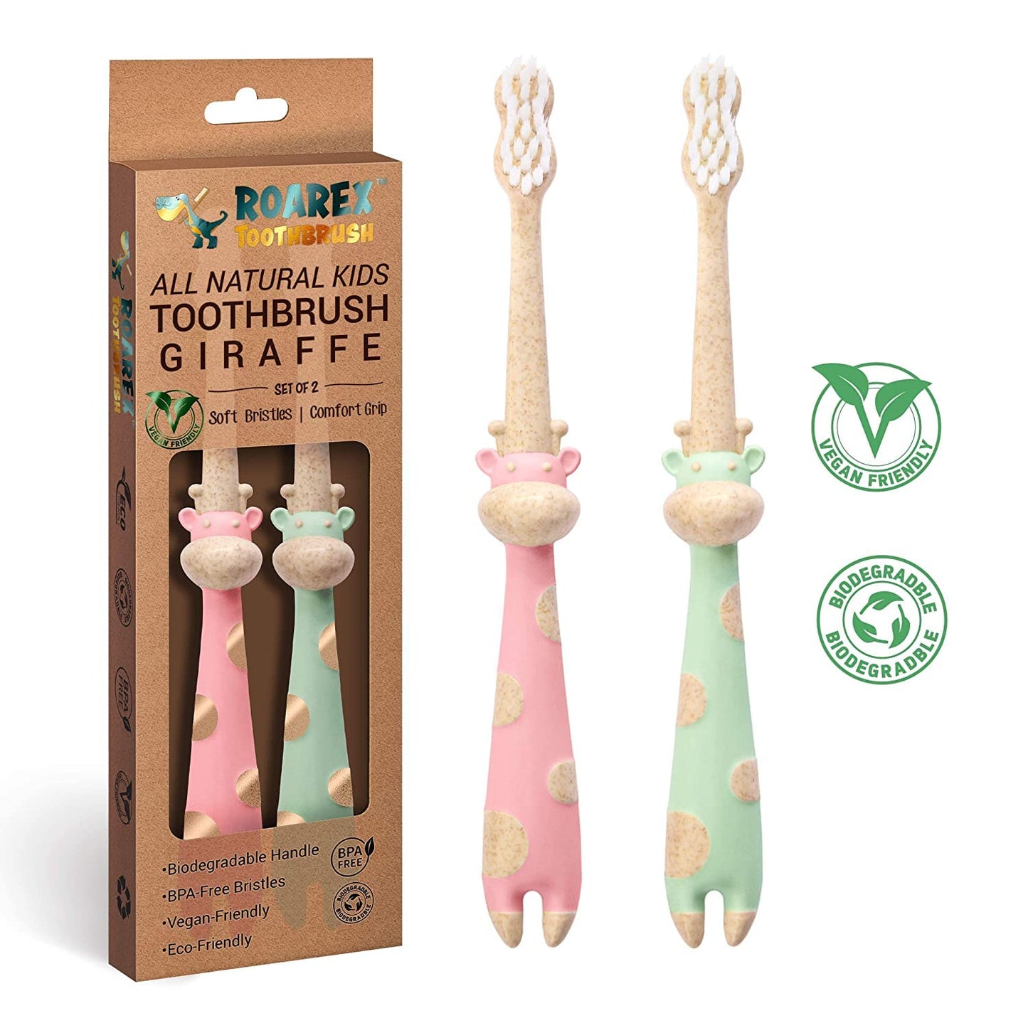 ANPEI ROARex Vegan Kids Toothbrush – Plant-Based, Biodegradable & All Natural