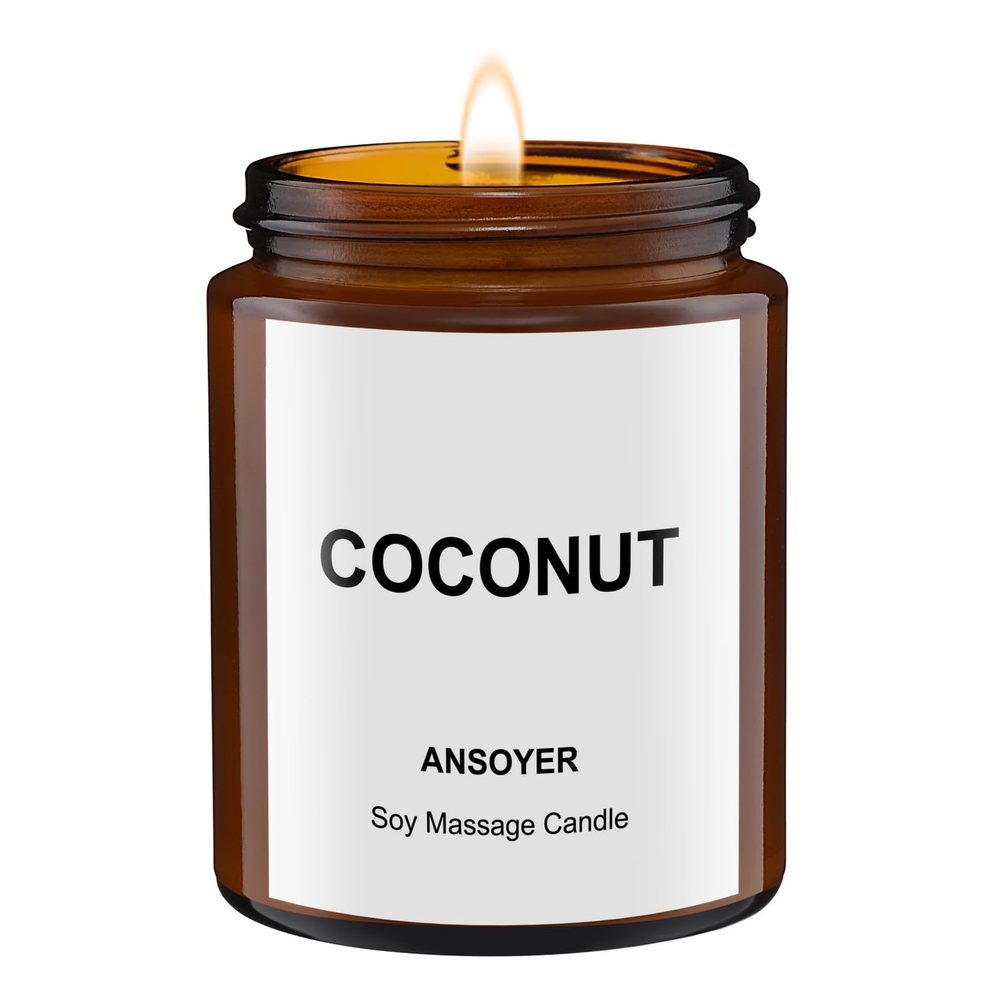 ANSOYER Massage Oil Candle – Ultra Hydrating Spa Candle with Soybean Oil (4.5oz Coconut)