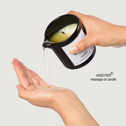 ANSOYER Massage Oil Candle – Ultra Hydrating Body Care with Soybean Oil, Lavender, 8.1oz