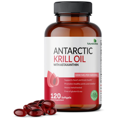 Futurebiotics Antarctic Krill Oil 1000mg – Omega-3 EPA/DHA, Astaxanthin, Phospholipids | 120 Softgels