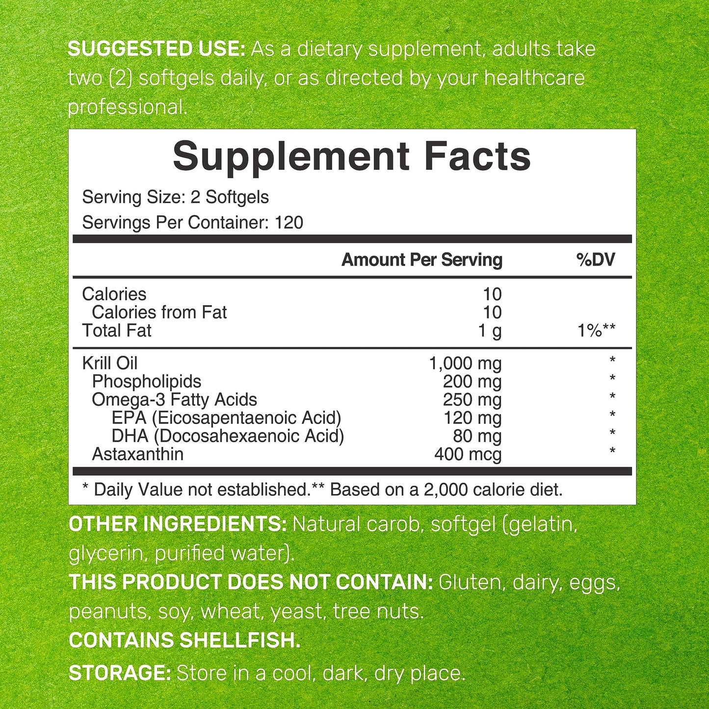 Antarctic Krill Oil 1,000mg – 240 Softgels | Mercury Free, No Fishy Taste | Omega-3 EPA/DHA