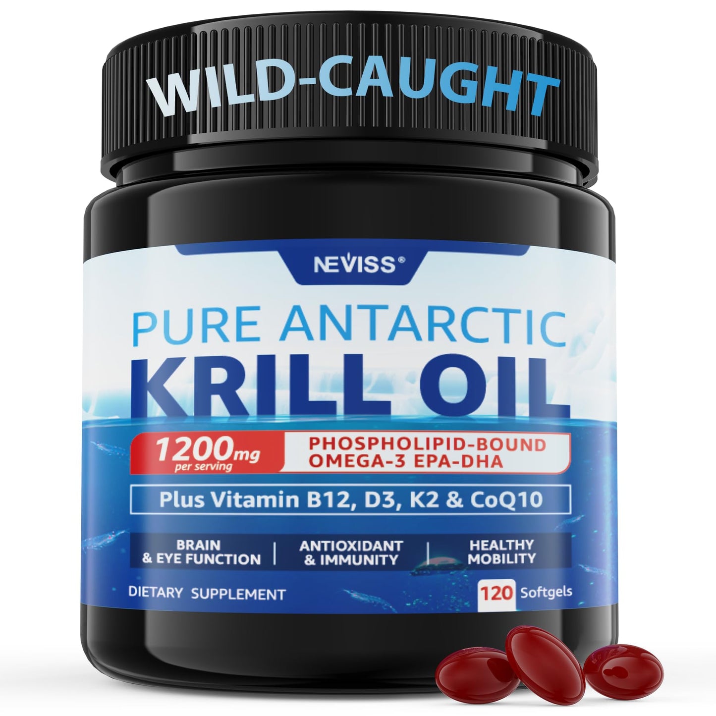 Antarctic Krill Oil 1200 mg – Omega-3 EPA/DHA, Astaxanthin