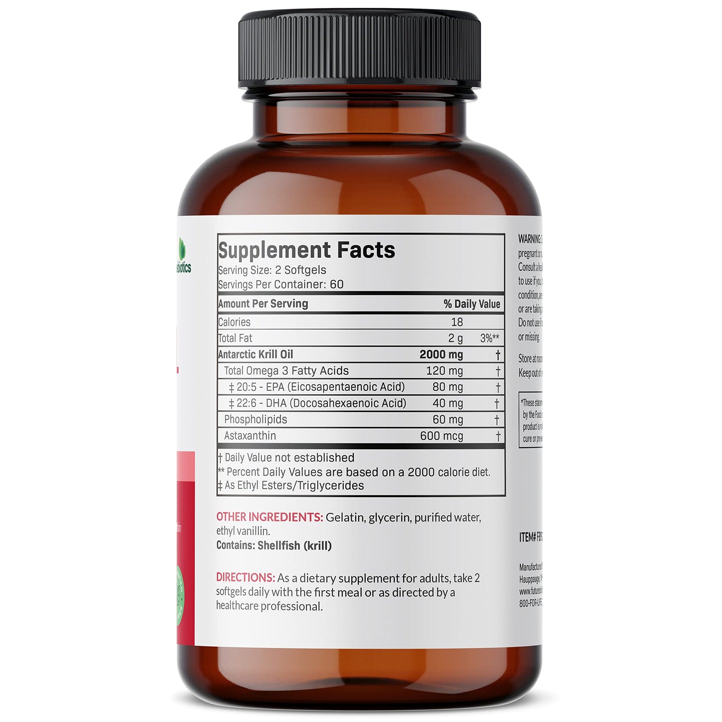 Futurebiotics Antarctic Krill Oil 2000mg with Astaxanthin – 120 Softgels | Lab-Tested, Non-GMO