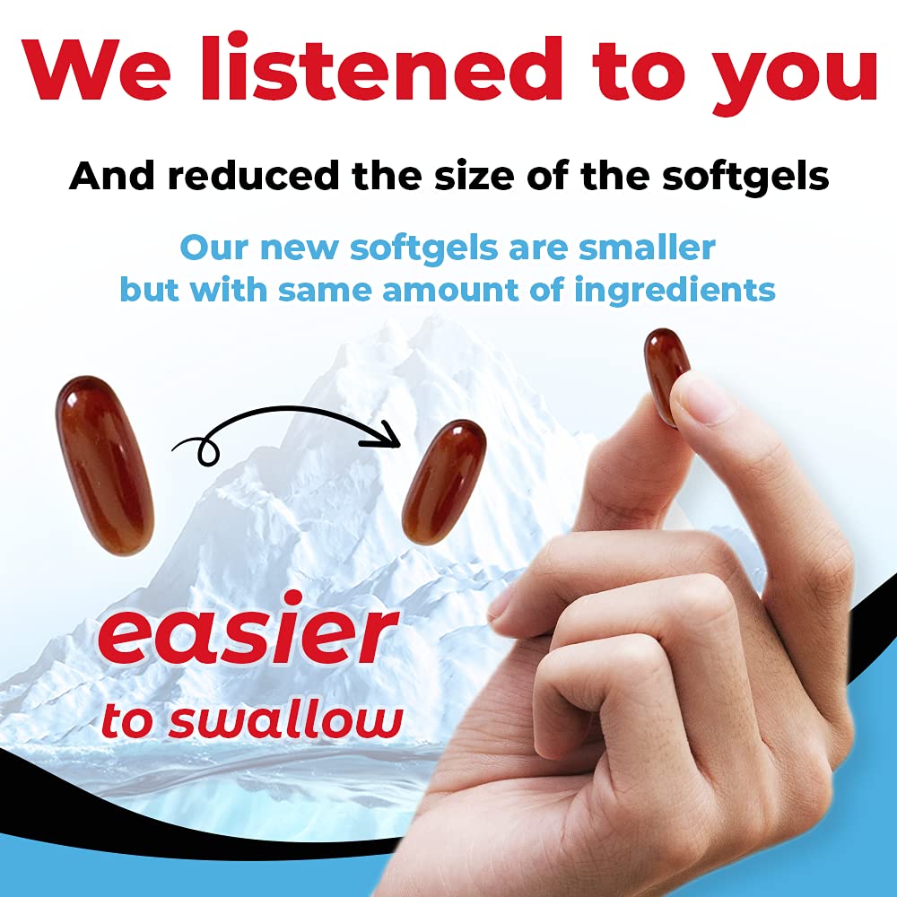 Antarctic Krill Oil Softgels 1600mg | 60 Lemon Flavor | EPA/DHA + Astaxanthin
