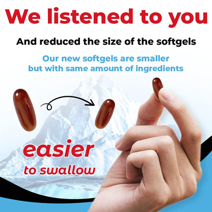 Antarctic Krill Oil Softgels 1600mg | 60 Lemon Flavor | EPA/DHA + Astaxanthin