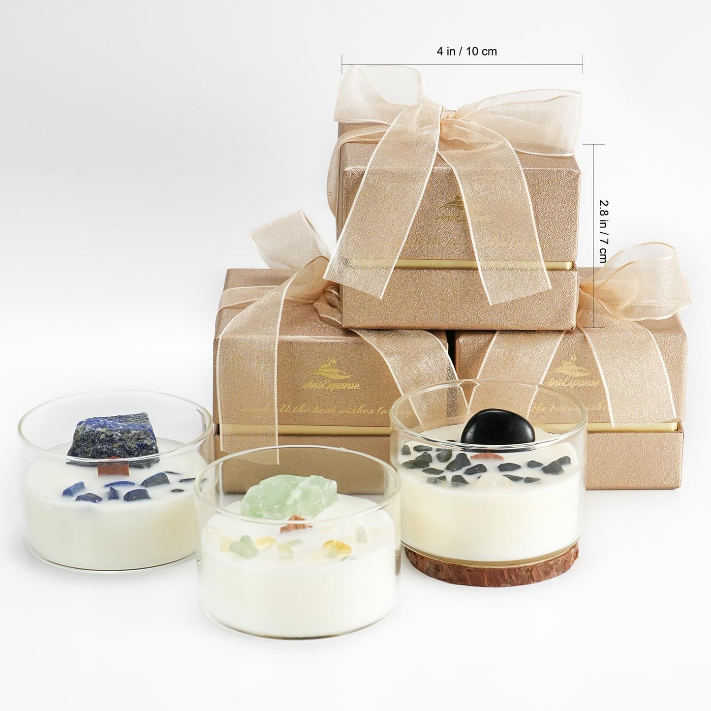 AntExpanse English Pear & Freesia Soy Candle – 55-Hour Wood Wick, Crystals, 7oz Gift