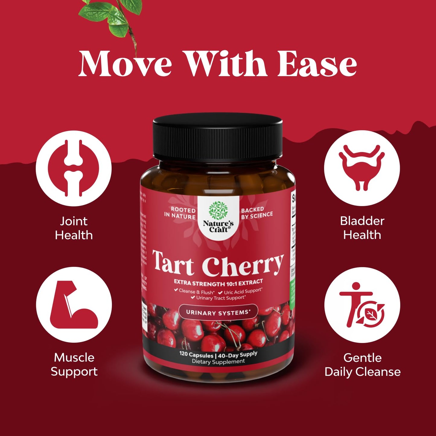 Advanced Tart Cherry Extract Capsules - 750mg | Uric Acid & Joint Support | 120 Count