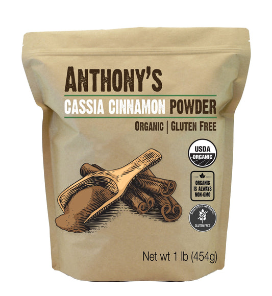 Anthony's Organic Cassia Cinnamon Powder - 1 lb, Ground, Gluten Free, Non-GMO, Non-Irradiated, Keto Friendly BritishVita | Premium UK Vitamins & Wellness Supplements
