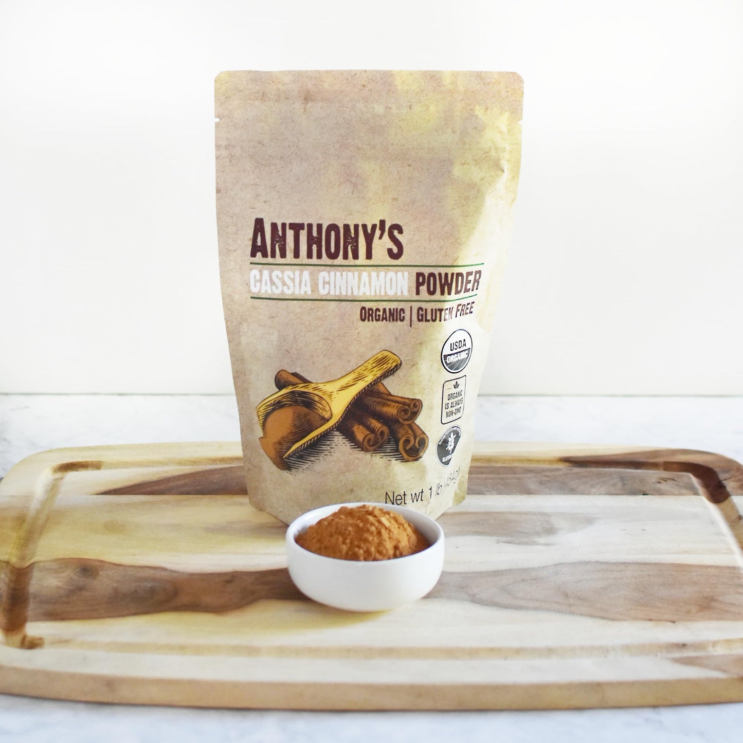 Anthony's Organic Cassia Cinnamon Powder - 1 lb, Ground, Gluten Free, Non-GMO, Non-Irradiated, Keto Friendly
