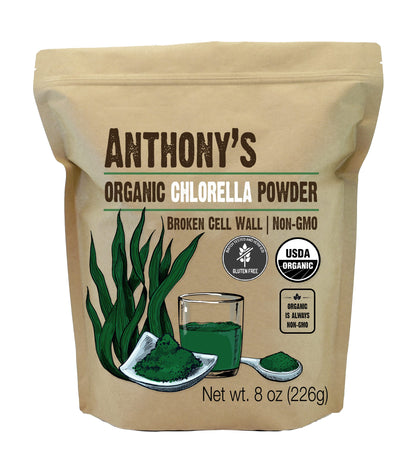 Anthony's Organic Chlorella Powder, 8 oz – USDA Organic, Non-GMO, Gluten Free, Broken Cell Wall