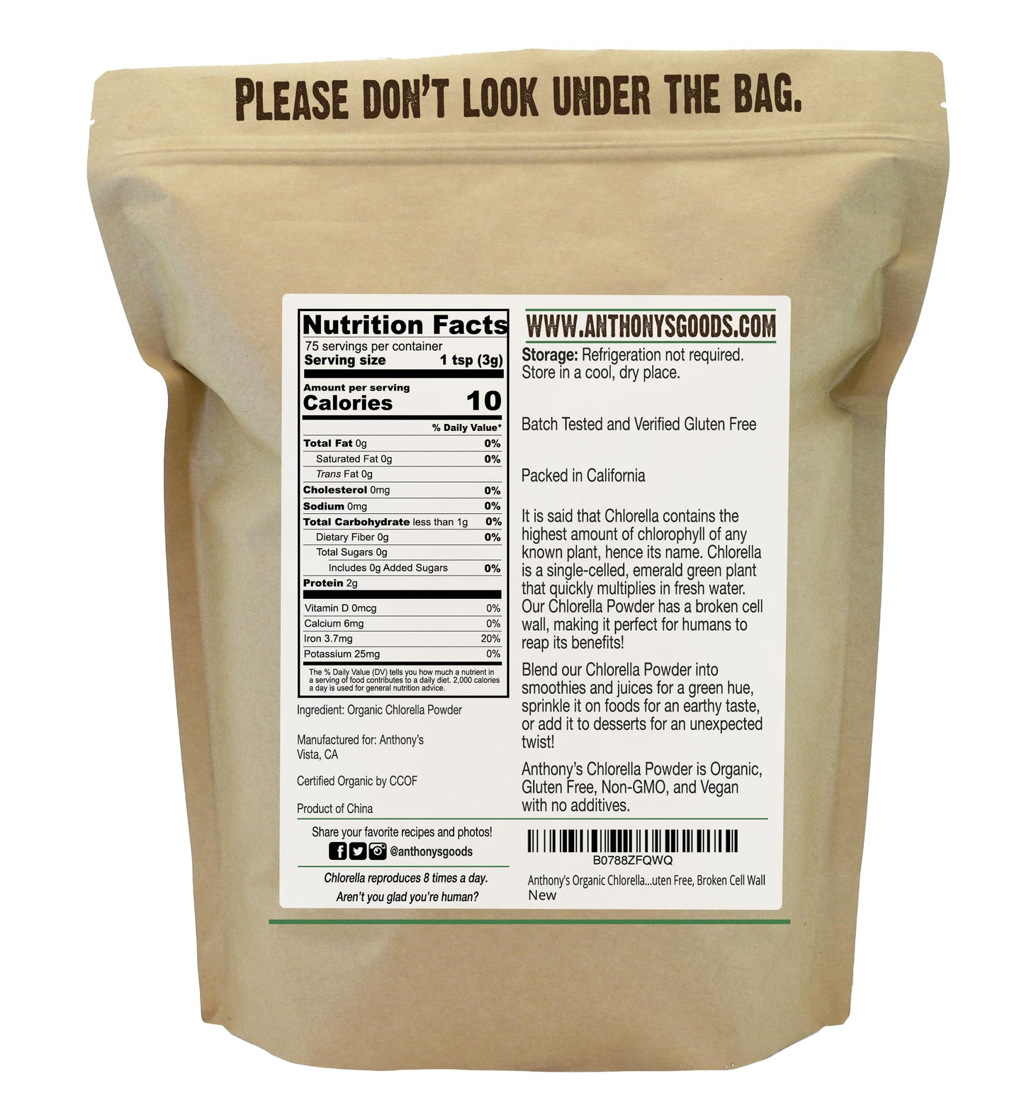 Anthony's Organic Chlorella Powder, 8 oz – USDA Organic, Non-GMO, Gluten Free, Broken Cell Wall