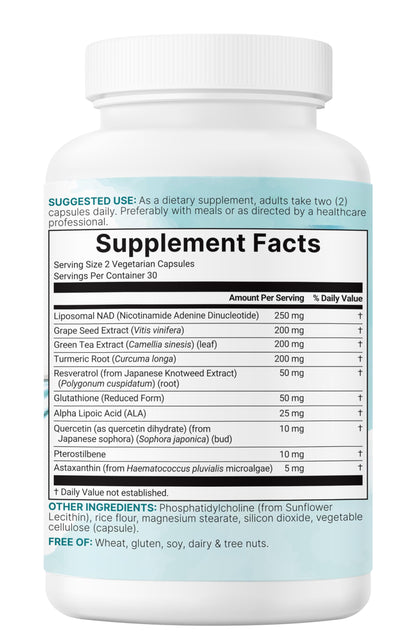 Liposomal NAD+ 1,000mg | 60 Veggie Capsules | Anti-Aging & Energy