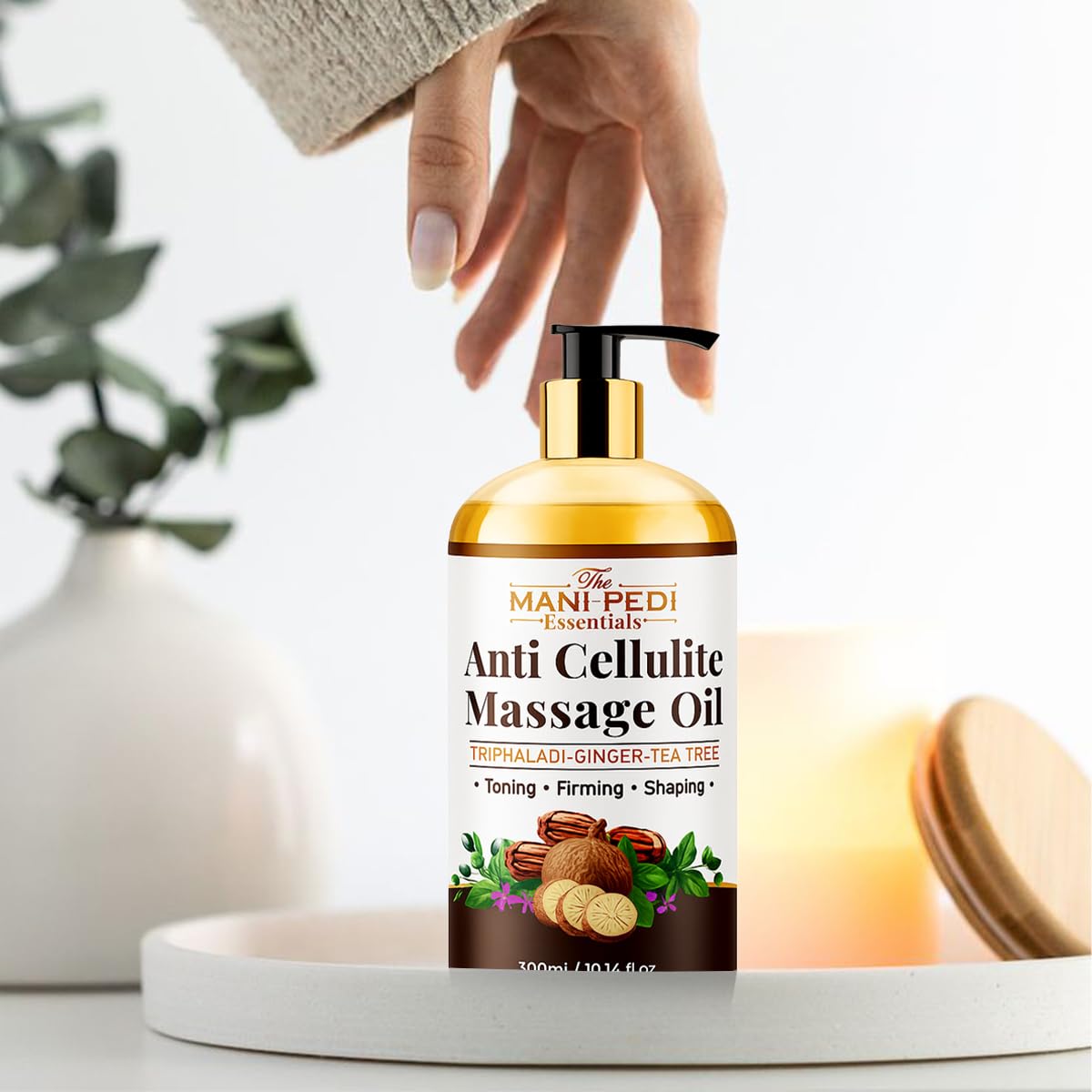 Anti-Cellulite Massage Oil with Ginger & Tea Tree – Toning & Firming | 10 oz