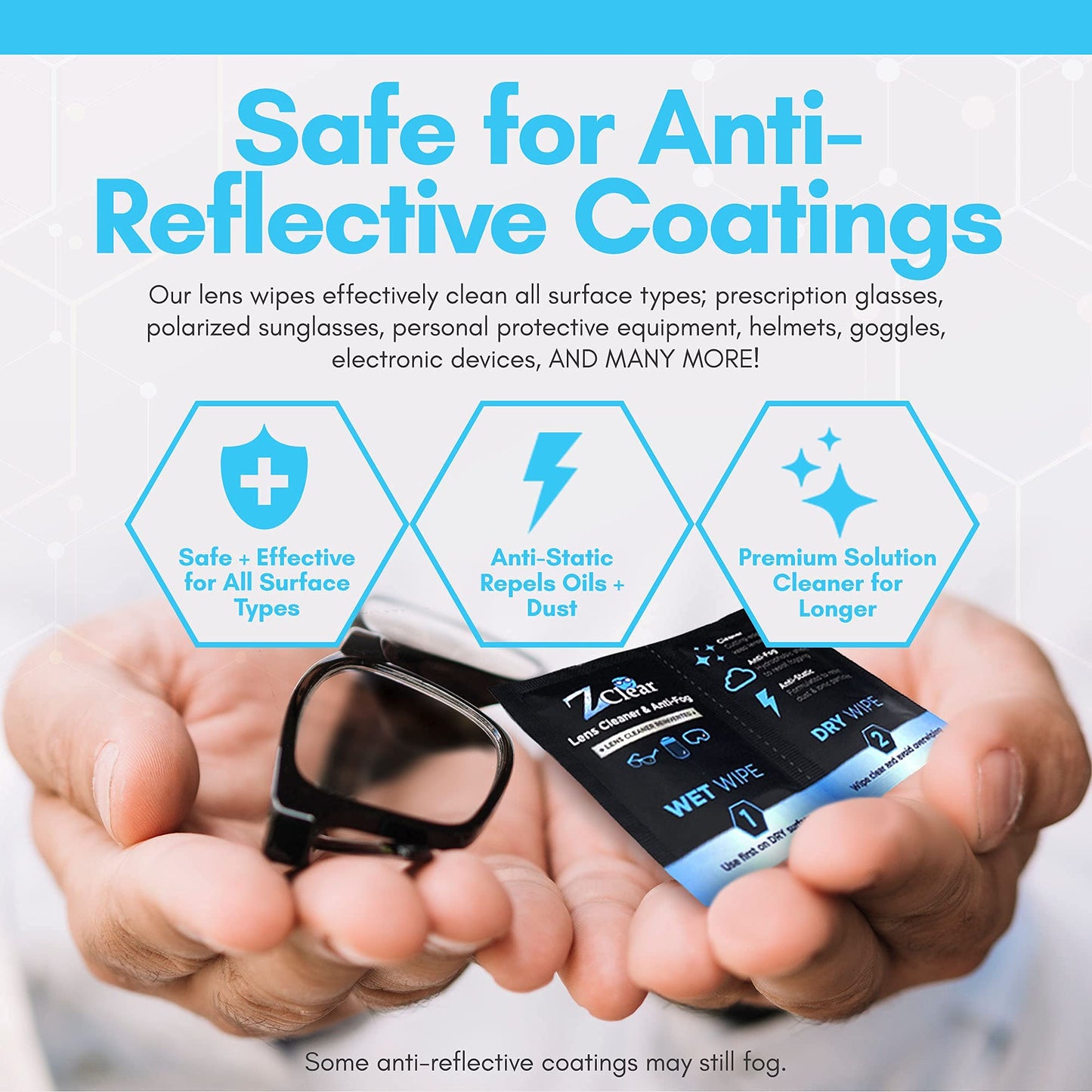 Anti-Fog Disposable Lens Wipe | Easy Eyewear Cleaner & Anti-Static