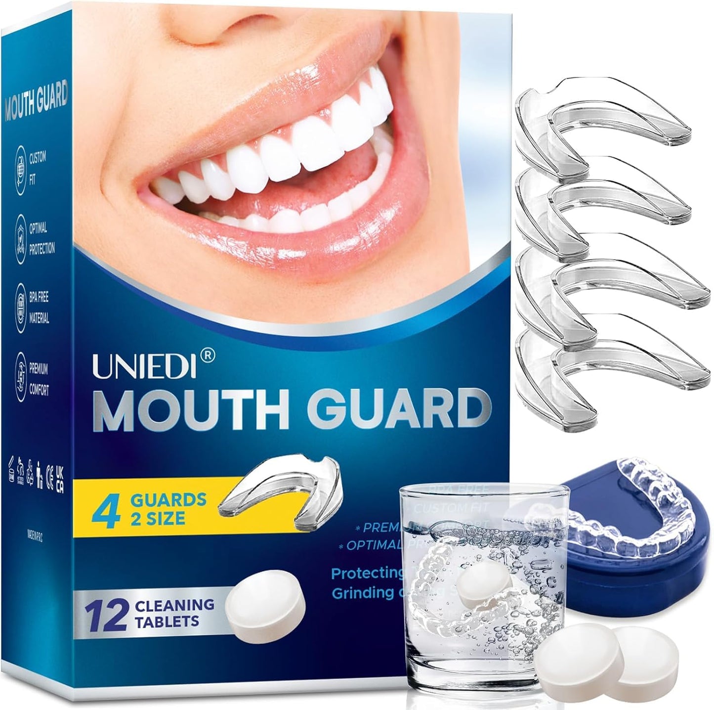 Anti Grinding Guard – Mouth Guard for Grinding Teeth at Night (12 Cleaning Tablets)