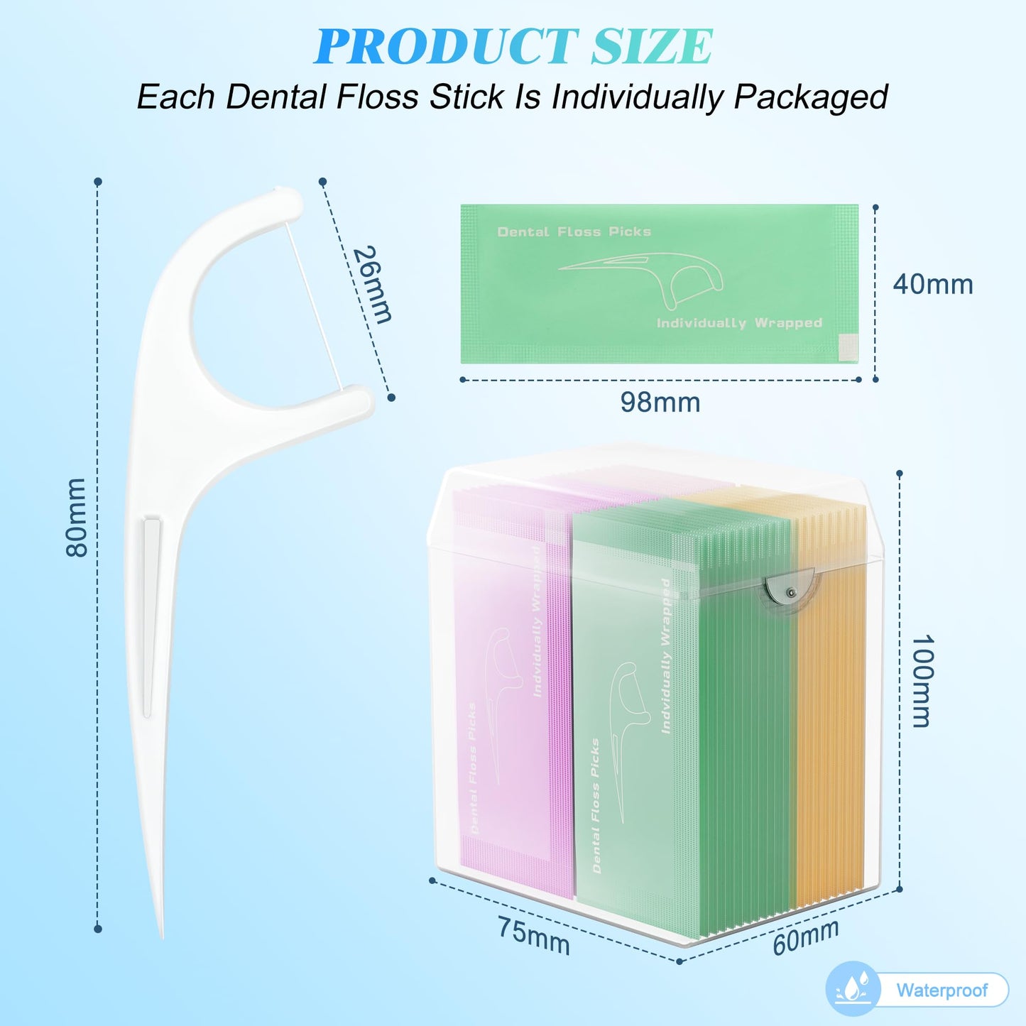 Individually Wrapped Floss Picks – Multi-Color Flossers with Handy Case (2-Case)