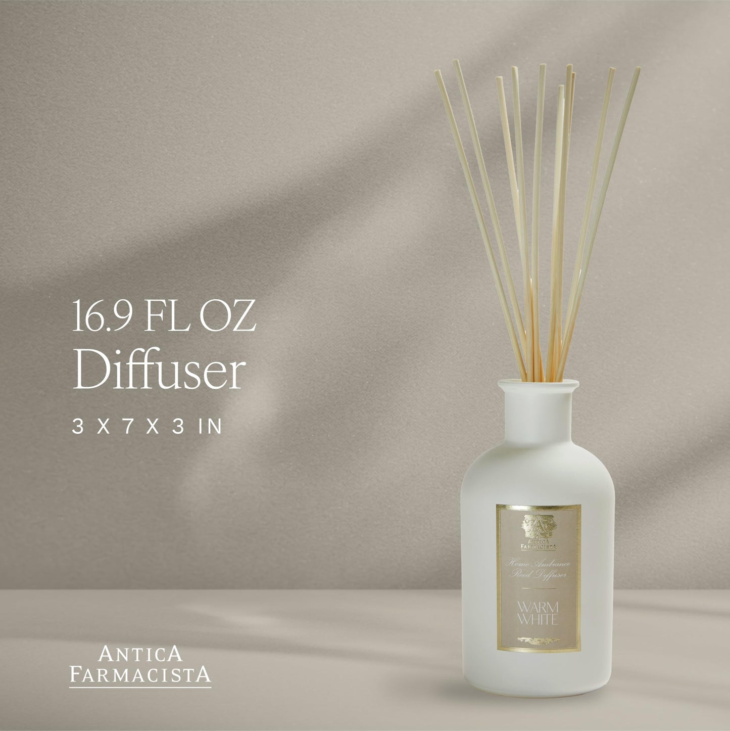 Antica Farmacista Home Ambiance Diffuser - Luxury Reed Diffuser, Warm White 16.9 oz
