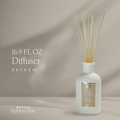 Antica Farmacista Home Ambiance Diffuser - Luxury Reed Diffuser, Warm White 16.9 oz