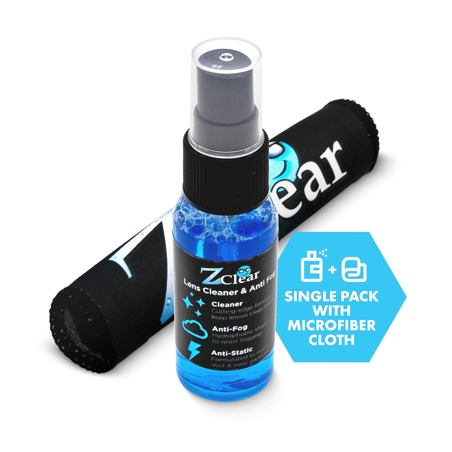 Combo Pack: 1oz Anti-Fog Spray + Microfiber Cloth for Glasses & Sunglasses