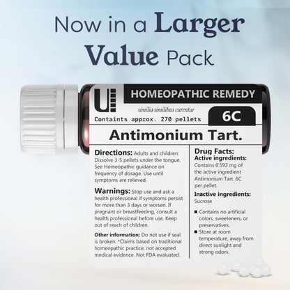 Antimonium Tartaricum 6C Homeopathic Remedy - 270 Pellets | Urenus