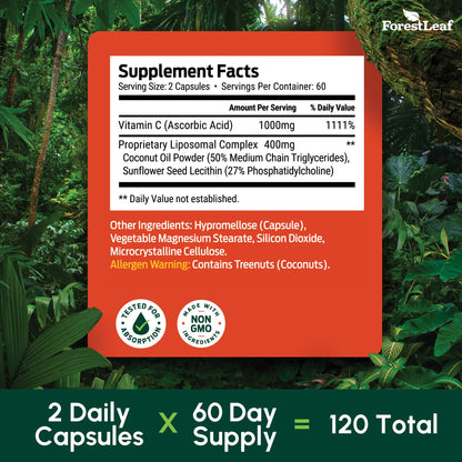 ForestLeaf Liposomal Vitamin C 1000mg Capsules | High-Dose Liposomal Vitamin C