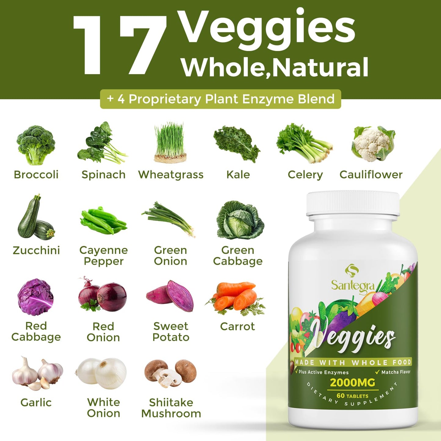 2000 MG Fruit & Veggies Supplement – 35+ Fruits & Vegetables, 120 Tablets