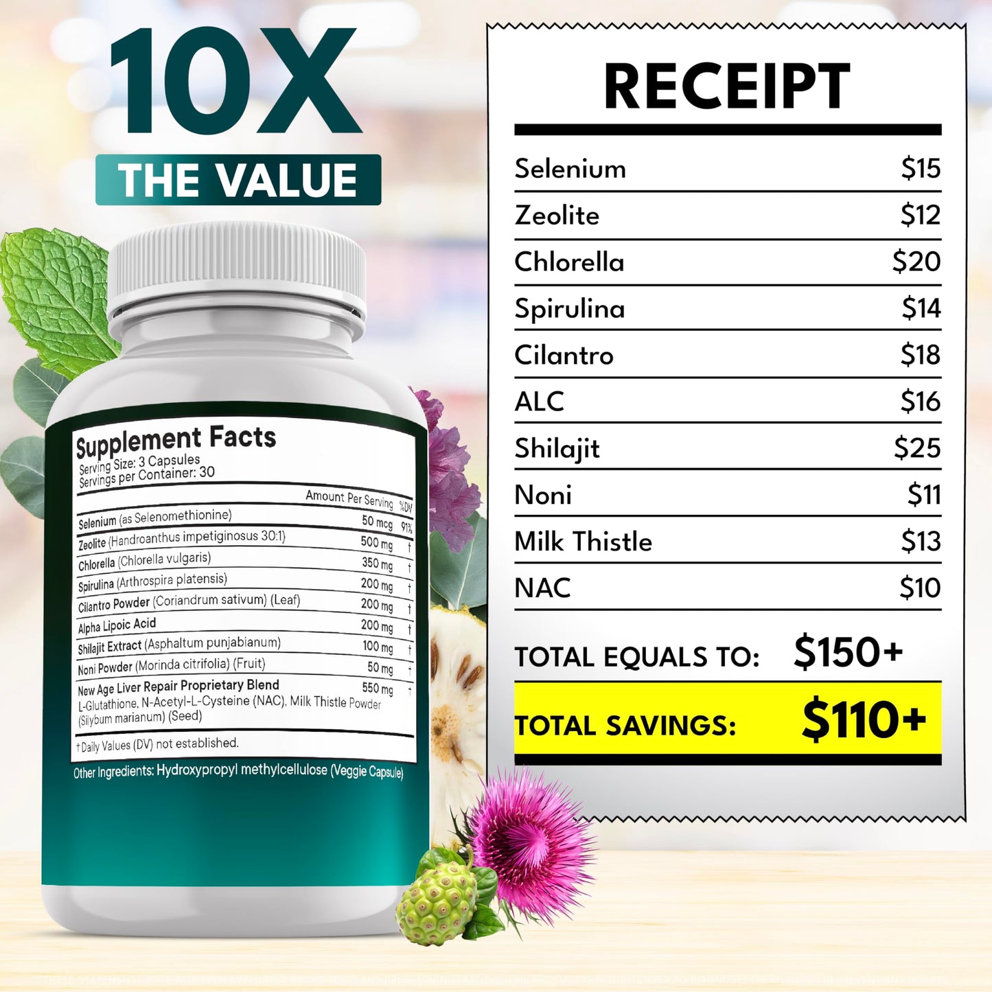 NEW AGE Liver Cleanse & Repair – 11-in-1 Detox for Heavy Metals & Gut Health (180 Count)