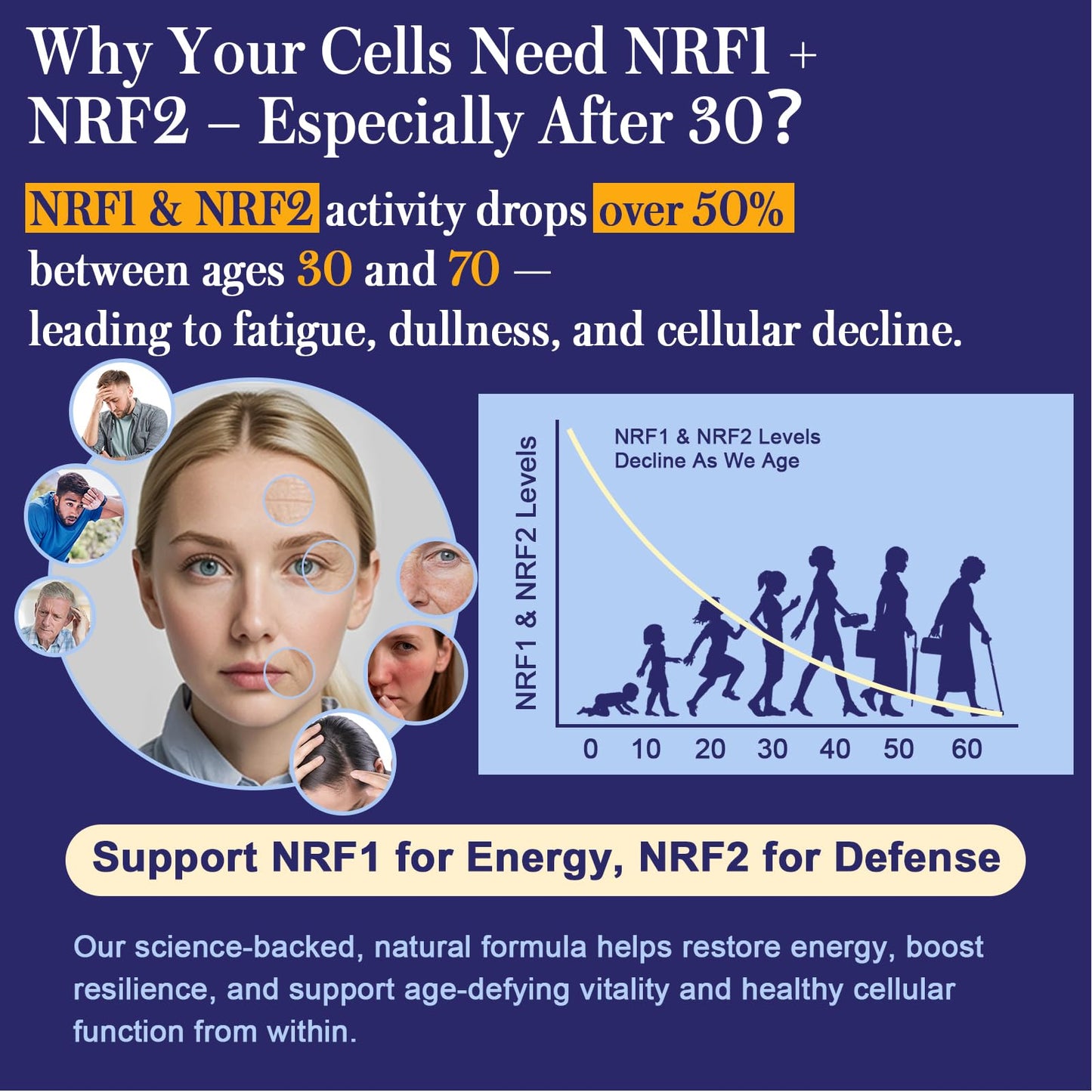 NRF1 & NRF2 Supplement 1500mg | Dual Activator with CoQ10, Curcumin, Trans-Resveratrol & Ashwagandha | 60 Capsules