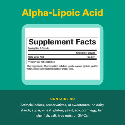 Natural Factors Alpha-Lipoic Acid 100 mg, 120 Capsules | Antioxidant Support