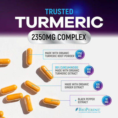 Turmeric Curcumin 2350mg with BioPerine - 240 Vegan Capsules | Joint & Immune Support