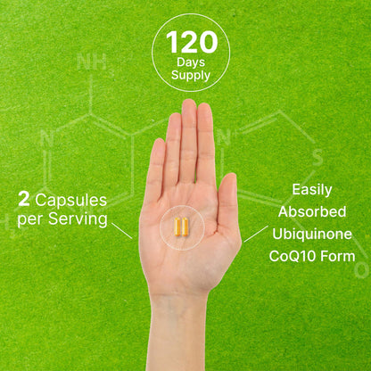CoQ10 100mg + Omega-3 100mg – 240 Capsules | Heart, Brain & Energy Support | Non-GMO