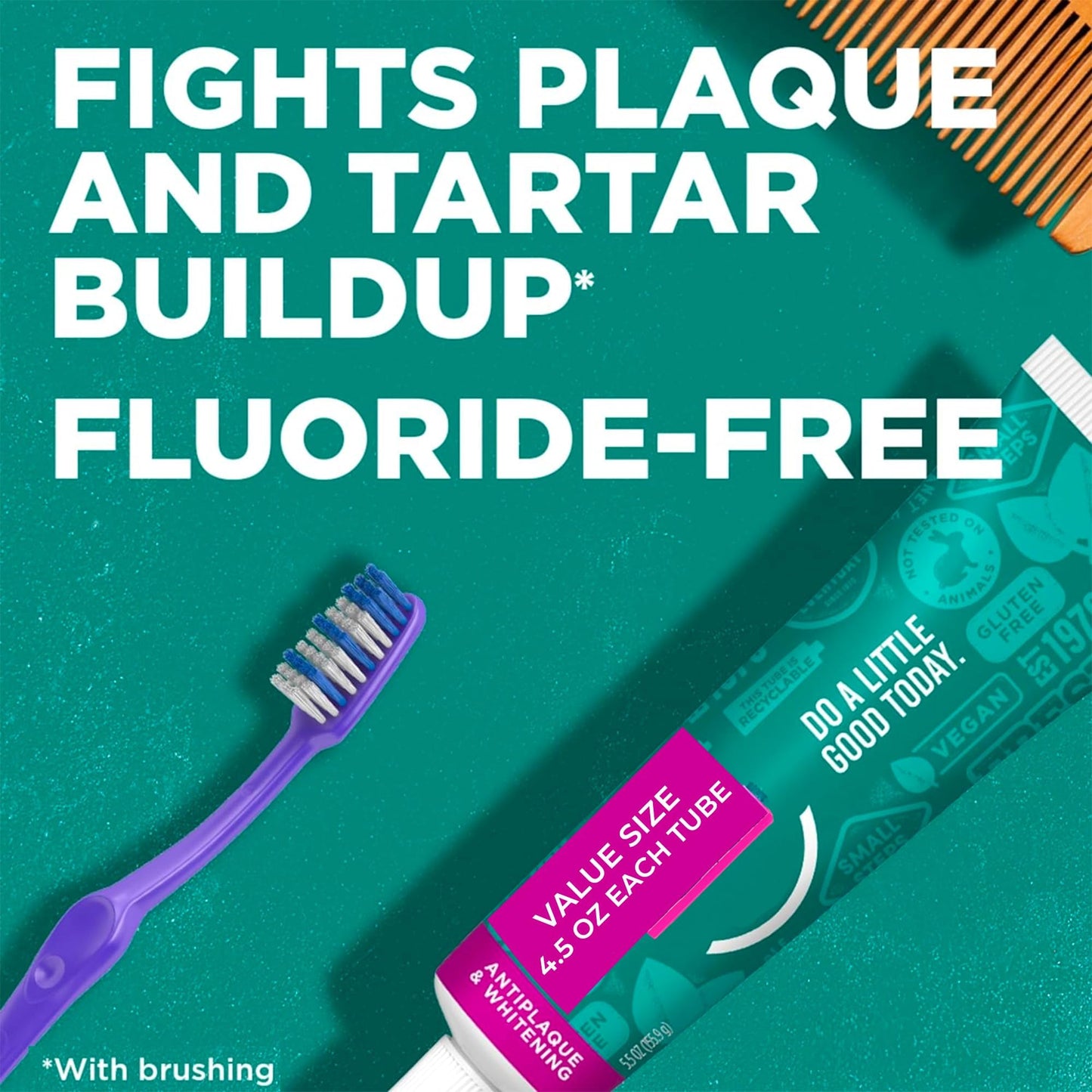 Antiplaque & Whitening Toothpaste – Peppermint – Fluoride-Free 4 Pack | 18 oz Total | Zinc Citrate & Xylitol
