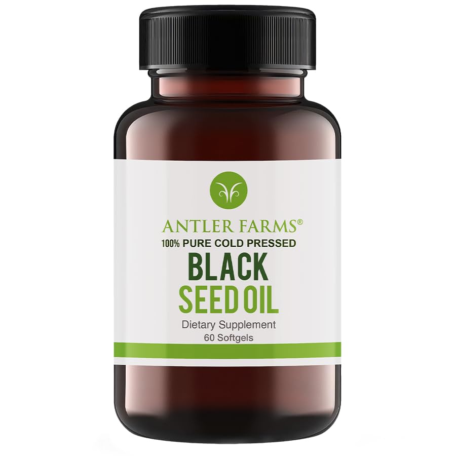 Antler Farms Black Seed Oil Softgels – 60 Softgels, 500mg, 2% Thymoquinone, Virgin Cold-Pressed Turkish Nigella Sativa