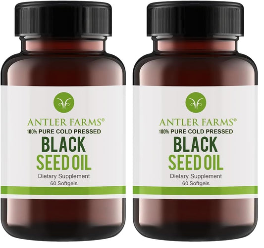 Antler Farms Black Seed Oil Softgel Capsules – 60 Softgels, 500mg, 2% Thymoquinone (Pack of 2) BritishVita | Premium UK Vitamins & Wellness Supplements
