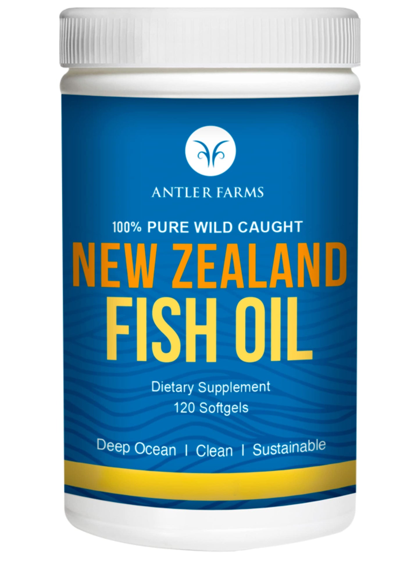 Antler Farms NZ Fish Oil - Pure Wild-Caught Omega-3 EPA+DHA, 120 Softgels
