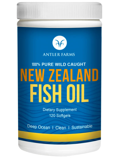 Antler Farms NZ Fish Oil - Pure Wild-Caught Omega-3 EPA+DHA, 120 Softgels