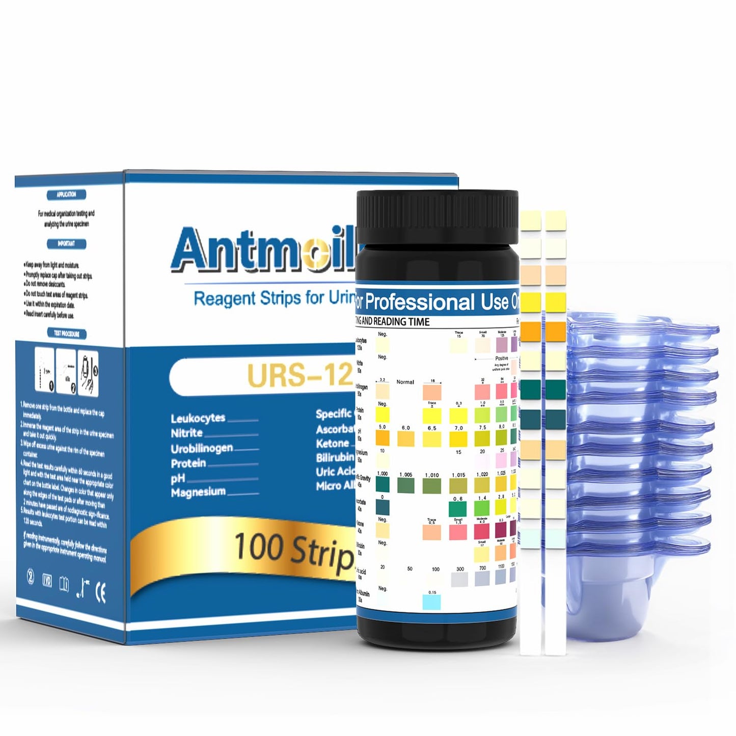 Antmoilios 12-Panel UTI Test Strips Kit for At-Home Urinalysis 100 Count