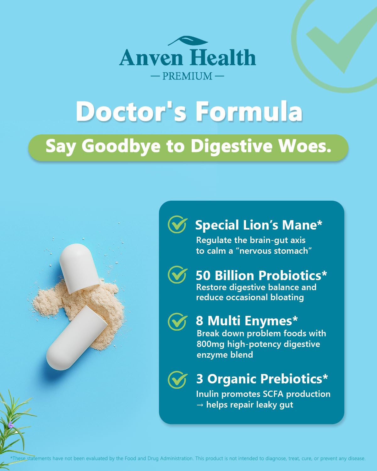 Anven Health 800mg Digestive Enzymes with Probiotics & Prebiotics, 90 Capsules (Non-GMO)