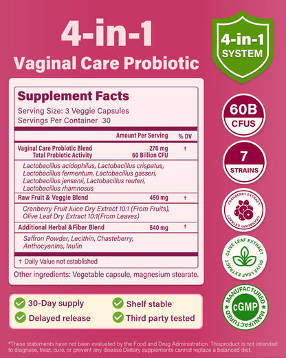 Anven Health Vaginal Probiotics – pH Balance, 60B CFU, Prebiotics, Cranberry | Vegan & Non-GMO, 90 Capsules