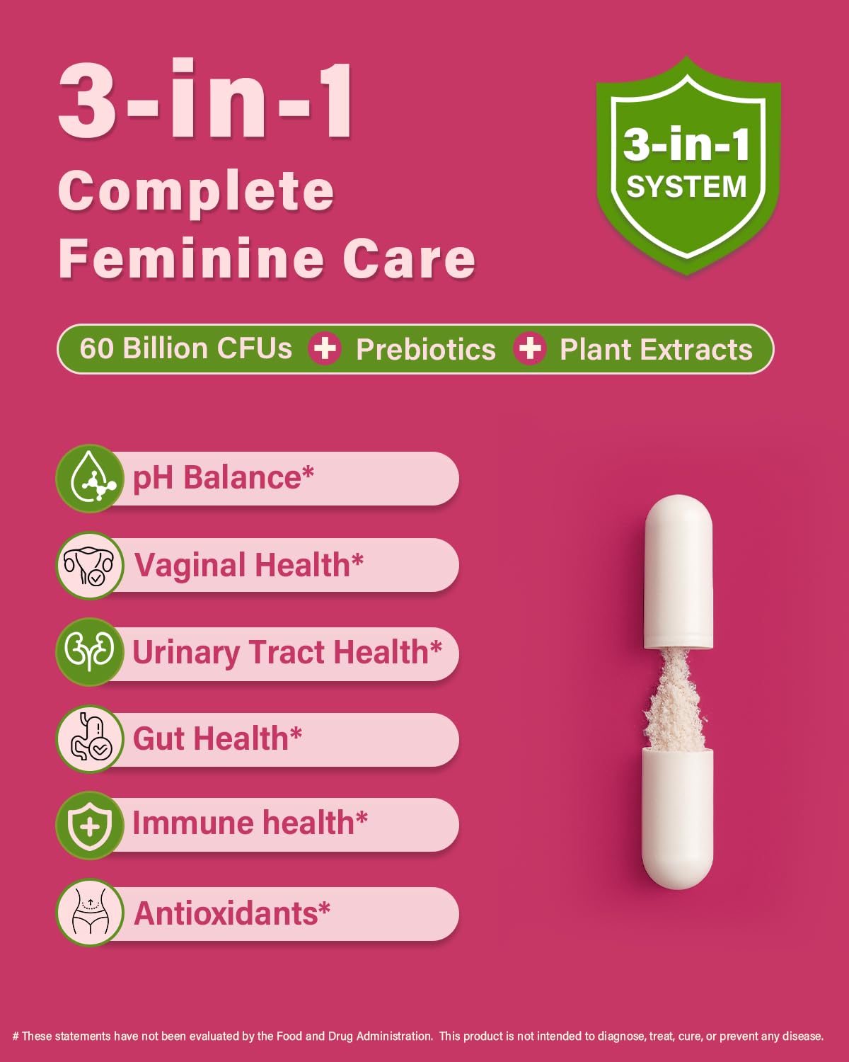 Anven Health Probiotics & Organic Prebiotics for Women – 60 Billion CFU Vaginal Probiotics, Cranberry & D-Mannose | pH Balance & Urinary Health | 90 Caps