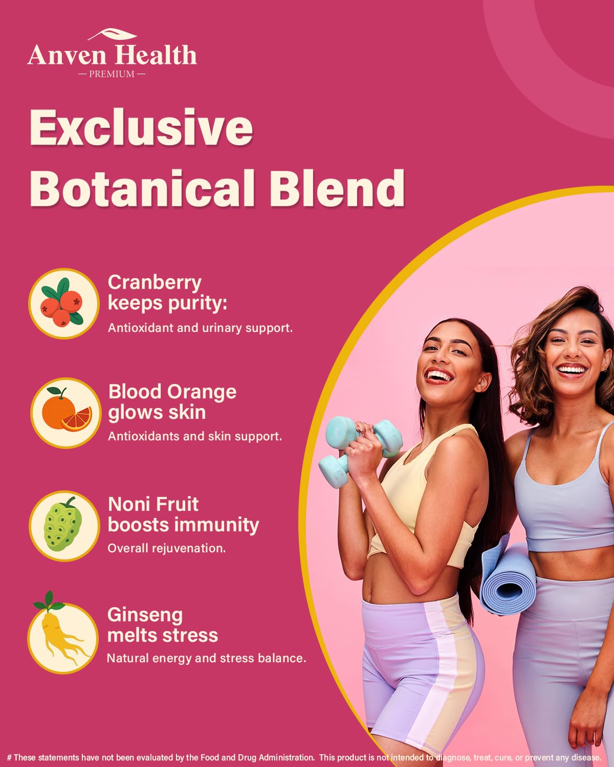Anven Health Probiotics & Organic Prebiotics for Women – 60 Billion CFU Vaginal Probiotics, Cranberry & D-Mannose | pH Balance & Urinary Health | 90 Caps